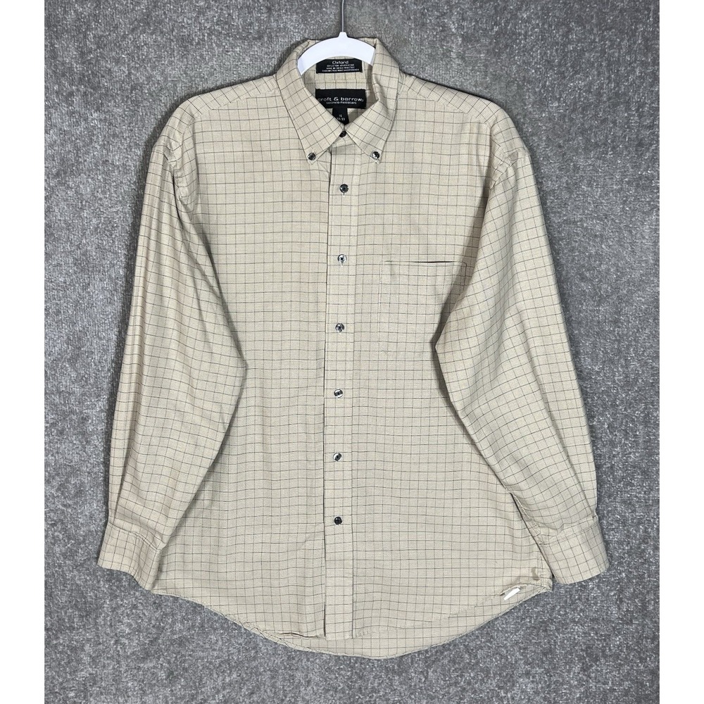 VTG Croft & Barrow Oxford Button Down Dress Shirt Mens Sz 15 32/33 Plaid Pocket